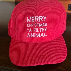 Red Holiday Corduroy Cap